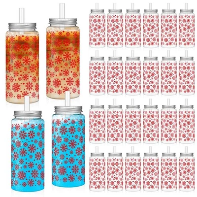 Paquete de 24 tazas reutilizables de Navidad a granel 13,5 oz tazas de plástico con tapas y pajita... Foto 1 de 4