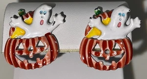 Pendientes perforados fantasma y calabaza de Halloween joyería Gar2-51 - Imagen 1 de 7