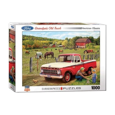 1965 Ford Pickup Red Truck Puzzle 1000 PC Jigsaw Grandpas Old Farm Barn NEW - Image 1 of 4