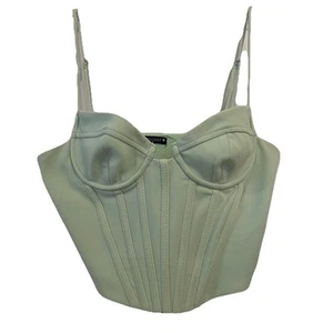 Top Zara Bustier Mediano Verde Menta Deshuesado Correa Espagueti Recortado Sexy Fiesta - Imagen 1 de 24