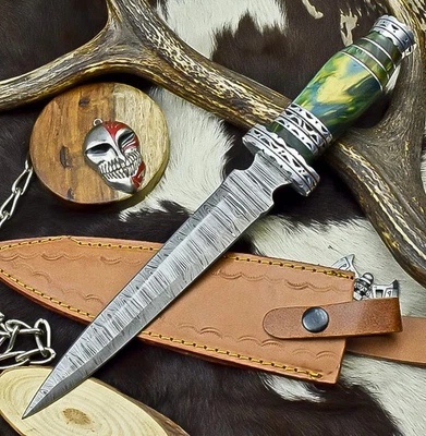 Premium Handmade Damascus Steel Dagger Knife – Outdoor Boot Knife /Sheath Z-1078 - Image 1 of 4