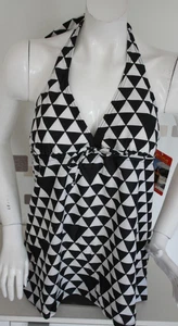 Tankini Oberteil schwarz weiß Dreiecke Gr 42 Neu "Octopus" Neckholder Polster - Bild 1 von 2