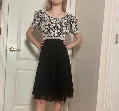 Vestido Vintage Laurence Kazar Blanco y Negro - Y2K - Buen Estado Foto 1 de 4