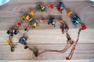 2.	Guirnalda campana elefante boho indio - Arte de pared pintado a mano decoración idea de regalo - Imagen 1 de 7