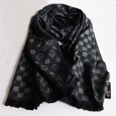 Moda Invierno Lujo Diseño Doble Cara Cashmere Sensación Suave Bufanda Larga/Negro Foto 1 de 4