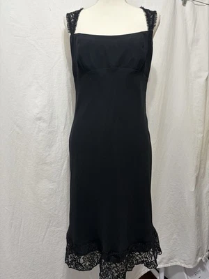 Mini Vestido Negro Y2K ABS Allen Schwartz Poli Encaje Talla 10 Foto 1 de 4