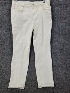 JESSICA SIMPSON Women Jeans 12 White Cotton Elastic Relaxed Skinny Crop Waist 31 - Picture 1 of 21
