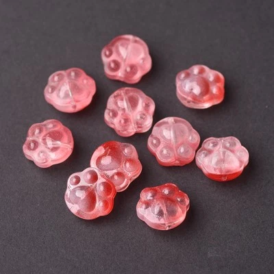 10pcs Bears Paw Shape Colorful Lampwork Glass Loose Beads For Jewelry Making - Image 1 of 2