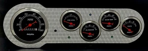 1953 1954 Chevy Car 5 Gauge Dash Panel Engine Turned Insert Set Black - Picture 1 of 8