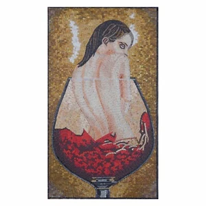 Mensch unschuldig nackt und ertrinkt im Wein Marmor Stein feines Mosaik Wandbild - Bild 1 von 1