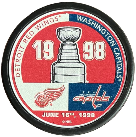 DETROIT RED WINGS 1998 STANLEY CUP PUCK LITTLE CAESARS ARENA EXCLUSIVE VS CAPS Cover
