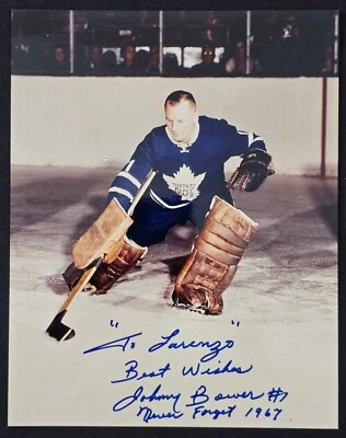 VINTAGE - JOHNNY BOWER - TORONTO MAPLE LEAFS - NHL - AUTOGRAPH PHOTO - ORIGINAL - Image 1 of 2
