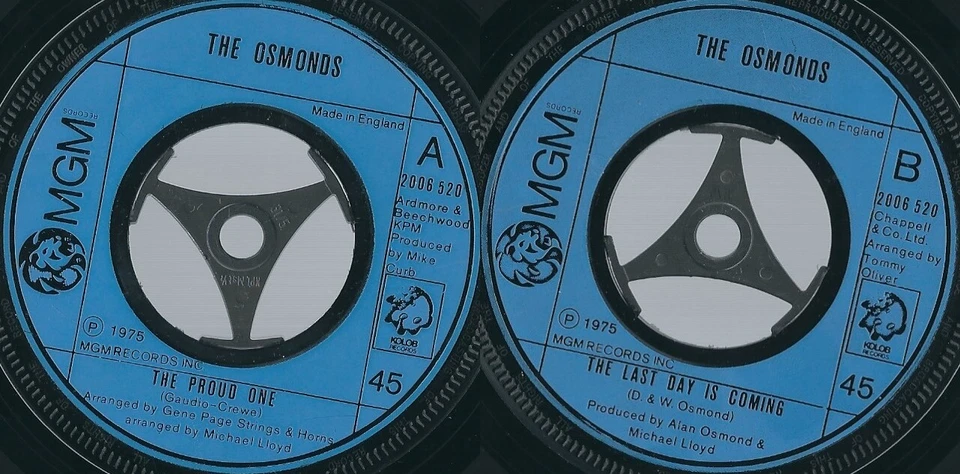 DISQUE 45 TOURS THE OSMONDS – THE PROUD ONE // THE LAST DAY IS COMING - Photo 1/1