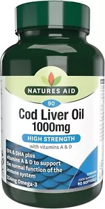 Natures Aid 1000mg High Strength Cod Liver Oil - Picture 1 of 8