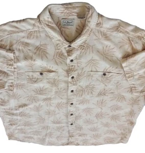 LL Bean Herren XL Regular Fit Kurzarm Button Down Hemd Outdoor Floral Gelb - Bild 1 von 13