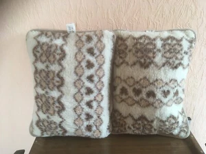 2er Set Kopfkissen, Schlafkissen, Dekokissen, Schurwolle im Flor, ca. 32 x 43 cm - Bild 1 von 14