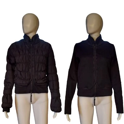 Stella McCartney X Adidas 2 In 1 Smocked Puffer Jacket Zip Off Shell In Black XS - Image 1 of 4