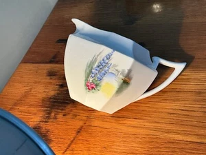 Antique Rare Shelley jug bridge,water, flowers, butterfly’s Queen Anne shape - Picture 1 of 8