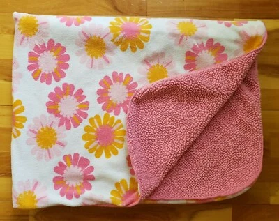  Carters Just One You White Pink Orange Floral Flower Sherpa Baby Blanket - Image 1 of 4