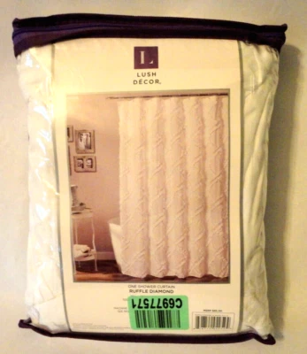 Lush Decor White  Diamond Ruffled  Shower Curtain  72 X 72  New In Package - Image 1 of 4
