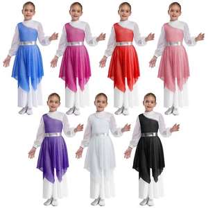 Girls Robe Stage Performance Dress Liturgical Dancewear Dance Worship Modern - Picture 1 of 92