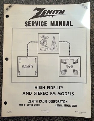 Zenith Service Manual HF30S1 (Supplement 1) High Fidelity and Stereo FM Models - Image 1 of 4