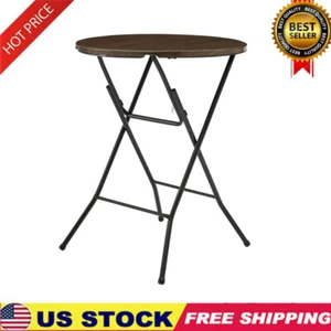 31" Round High-Top Folding Table Portable Snack Dinning Coffee Table Walnut - Bild 1 von 7