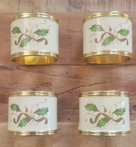 Lenox Holiday Nouveau Napkin Rings Holder Collectors Holly Berry Set of 4 - Picture 1 of 4