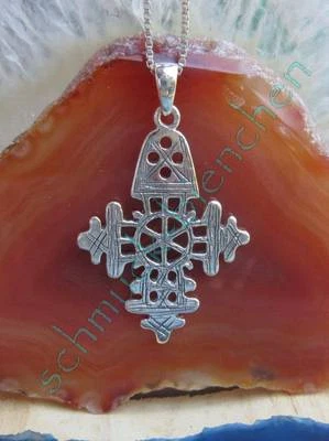 KX Ciondolo a Croce Etiopia Africa Boccioli Argento Sterling 925 Replica - Immagine 1 di 4
