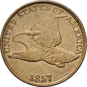 1857 Flying Eagle Cent NGC MS61 Superb Details, Low Marks, Medium Brown Toning ! - Picture 1 of 7
