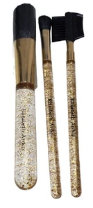 Vintage Elizabeth Arden Powder Makeup Brush Gold Speckled Glitter Lot Of 3 - Picture 1 of 8