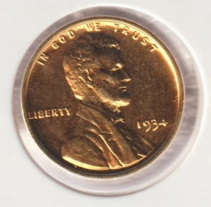 Rare Old Antique 1934 US Lincoln 24k Gold Plated Cent Penny Collection Coin USA - Picture 1 of 2