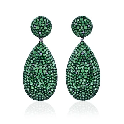 Pendientes colgantes de tsavorita y diamantes victorianos de 17,95 cttw Foto 1 de 3