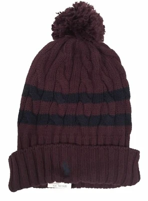 Новый Polo Ralph Lauren зимняя шляпа!  Темно-синий или фиолетовый полоски поло игрок помпон - Изображение 1 из 2