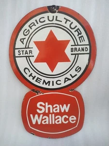 Vintage Porcelain Enamel Sign Shaw Wallace Agriculture Chemical Star Brand 1940 - Picture 1 of 12