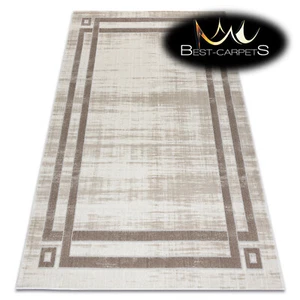 Amazing Modern RUG 'NOBLE' vintage frame structural CREAM / BEIGE Best Quality - Picture 1 of 6