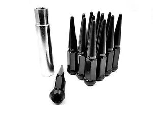 20 Pc CHEVY S-10 BLACK SPIKE LUG NUTS 12m x 1.50 With KEY # AP-1907BK-SPIKE - Picture 1 of 2