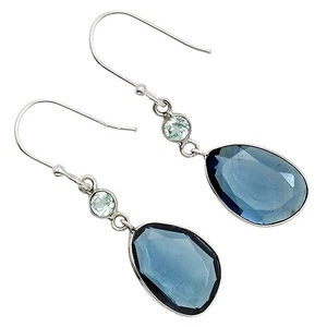 London Blue Topaz & Sky Blue Topaz 925 Sterling Silver Earrings Jewelry E-1002 - Picture 1 of 5