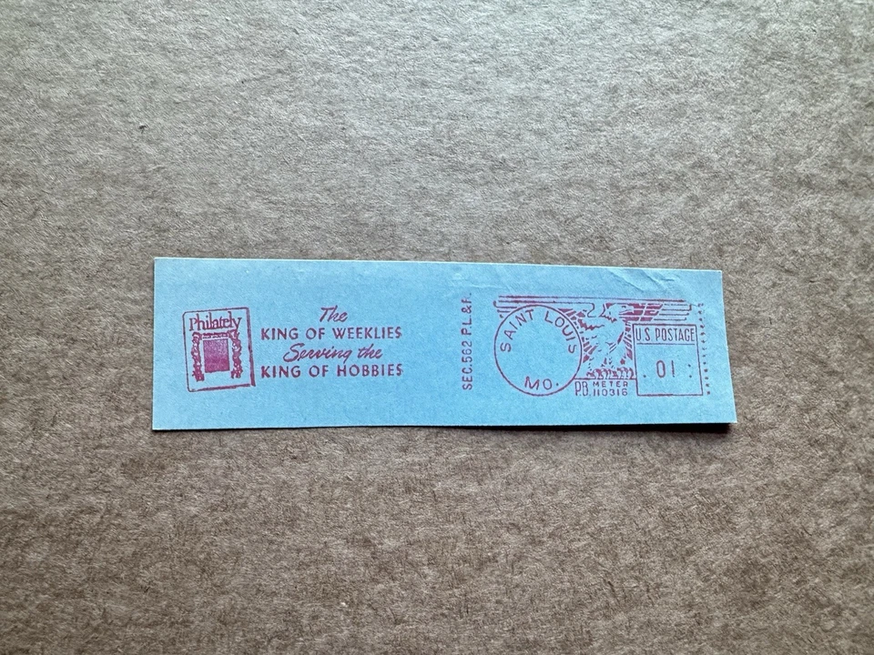 US Philately Thematic Meter Cut-Piece +1950s Philately=King-of-Hobbies +PB110316 - Image 1 of 1