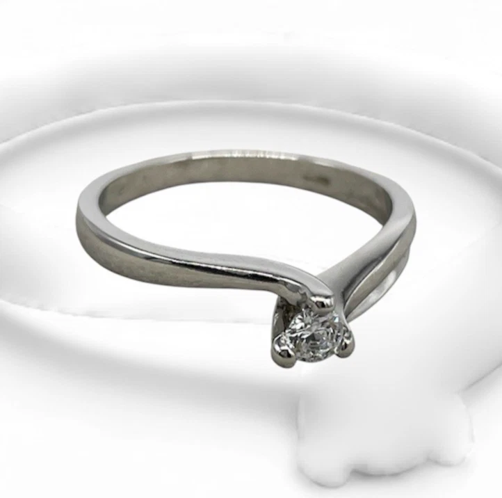 Anello Solitario di Oro Bianco 18 kt carati nuovo 750 femminile Zircone Naturale - Immagine 1 di 4
