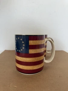 Coventry Stoneware American Flag Coffee Mugs Set Of  2 - Picture 1 of 11
