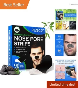 90 Pcs Natural Charcoal Blackhead Remover Strips - Deep Cleansing Pore Strips - Picture 1 of 12
