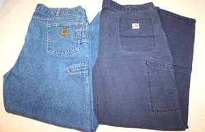 LOT OF 2 CARHARTT B234 Carpenter Utility Cotton Duck Canvas PANTS Size 42x32/34 - Picture 1 of 10