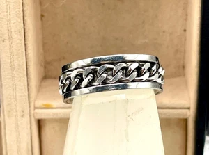 Vintage Herren Edelstahl Kette Inlay Fidgit Ring B058 - Bild 1 von 7