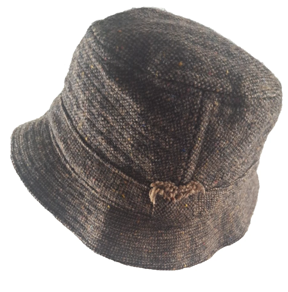 Sombrero Cubo Tweed Vintage Mujer Marrón Lana Hanna Hecho en Irlanda Boho Hipster Foto 1 de 4