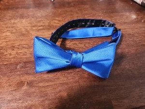 Pajarita Saddlebred azul real 2,25" ancho pre corbata poliéster niños hombres - Imagen 1 de 6
