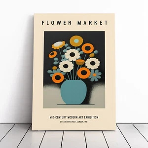 Mid Century Flower Market No.2 Exhibition Canvas Wall Art Print Framed Picture - Foto 1 di 5
