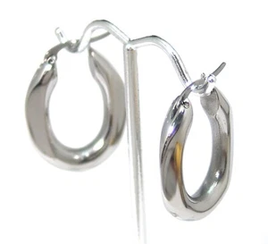 Hoop Earrings Hypoallergenic Surgical Steel Thick Oval 1 inch Sensitive Ears - Picture 1 of 4