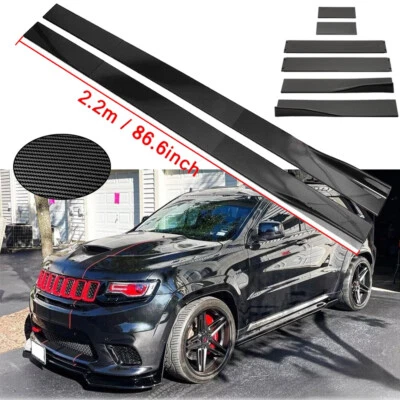 Carbon Fiber 86.6inch Side Skirt Extensions Rocker Panel For Jeep Grand Cherokee Foto 1 de 4