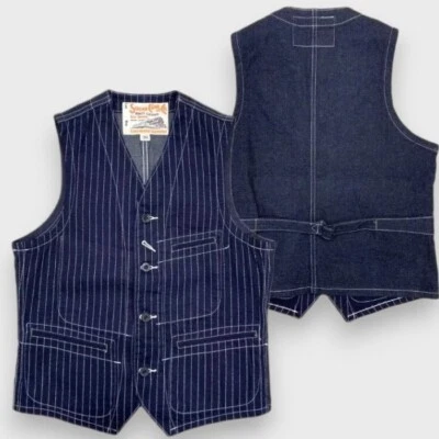SUGAR CANE SC12654 9oz. WABASH STRIPE WORK VEST Made in Japan NEW - Image 1 of 4